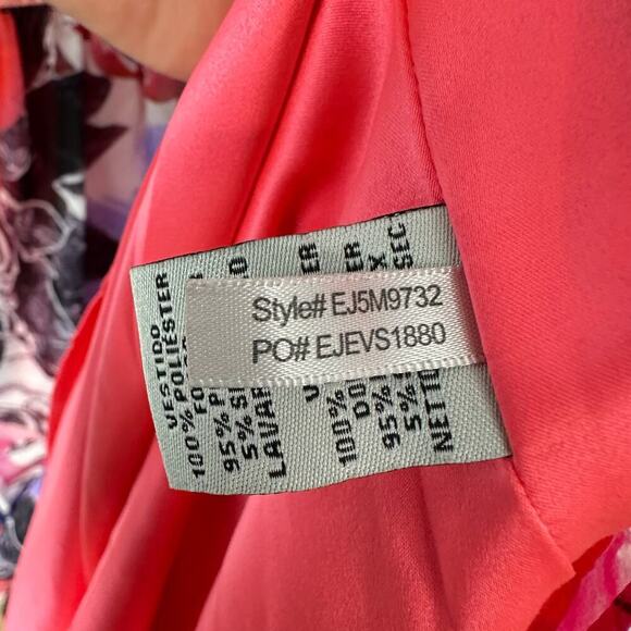 Eliza J Dress Maxi Halter Floral Chiffon Sleeveless High Waist Pink Purple 16 - Picture 7 of 7